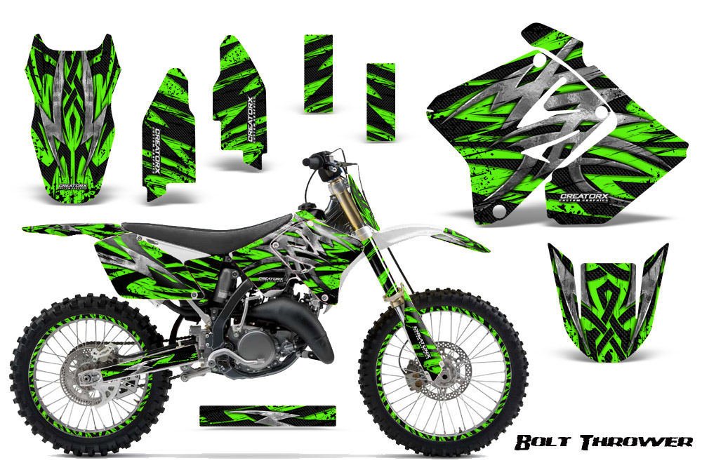 Suzuki RM 125-250 01-09 Graphics Kit Bolt Thrower Green NP Rims